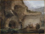 ROBERT, Hubert Washerwomen in the Ruins of the Colosseum oil